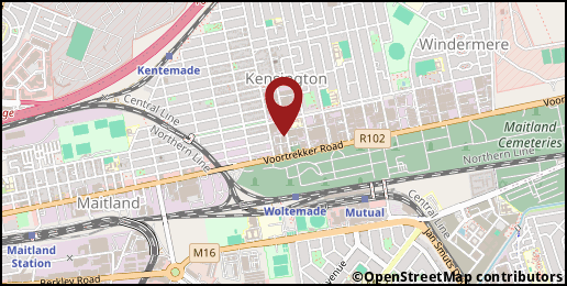 a map with a pin at -33.91867,18.50680